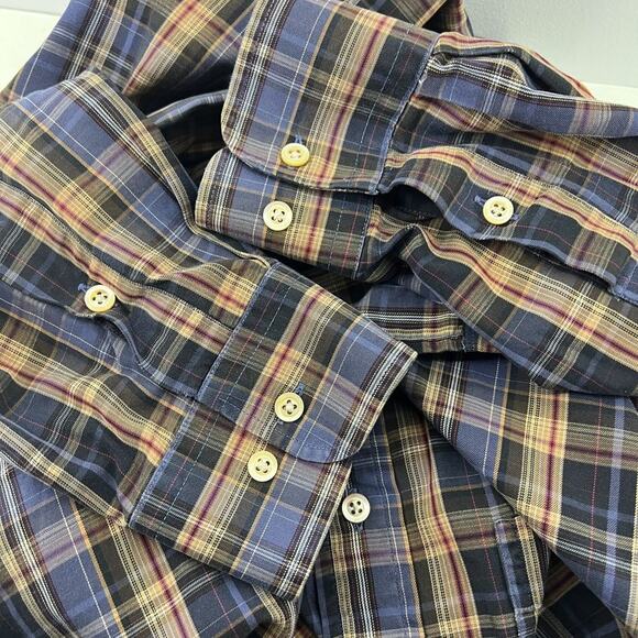 Burberry London Mens Shirt Blue Tan Plaid Xlarge - Picture 3 of 7